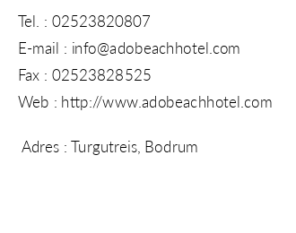 Ado Beach Hotel Bodrum iletiim bilgileri